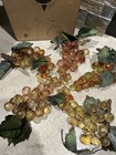 5 Vintage Amber Champagne Faceted Lucite Bead Acrylic  Cluster Grapes Leaf — photo 4