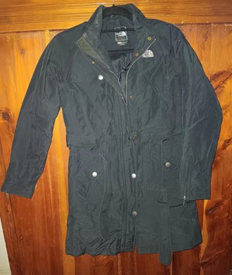 The North Face Hyvent Double Breast Belted Black Trench Coat Jacket Women s XS