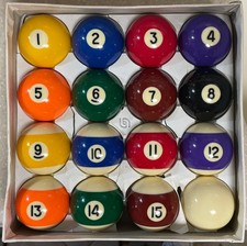 CLEANED & POLISHED POOL BALLS IN “EXCELLENT CONDITION” (IN GENERIC BOX) (28)