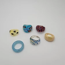 Vtg Glass And Acrylic Bubble Rings Lot Of 6 Varied Sizes