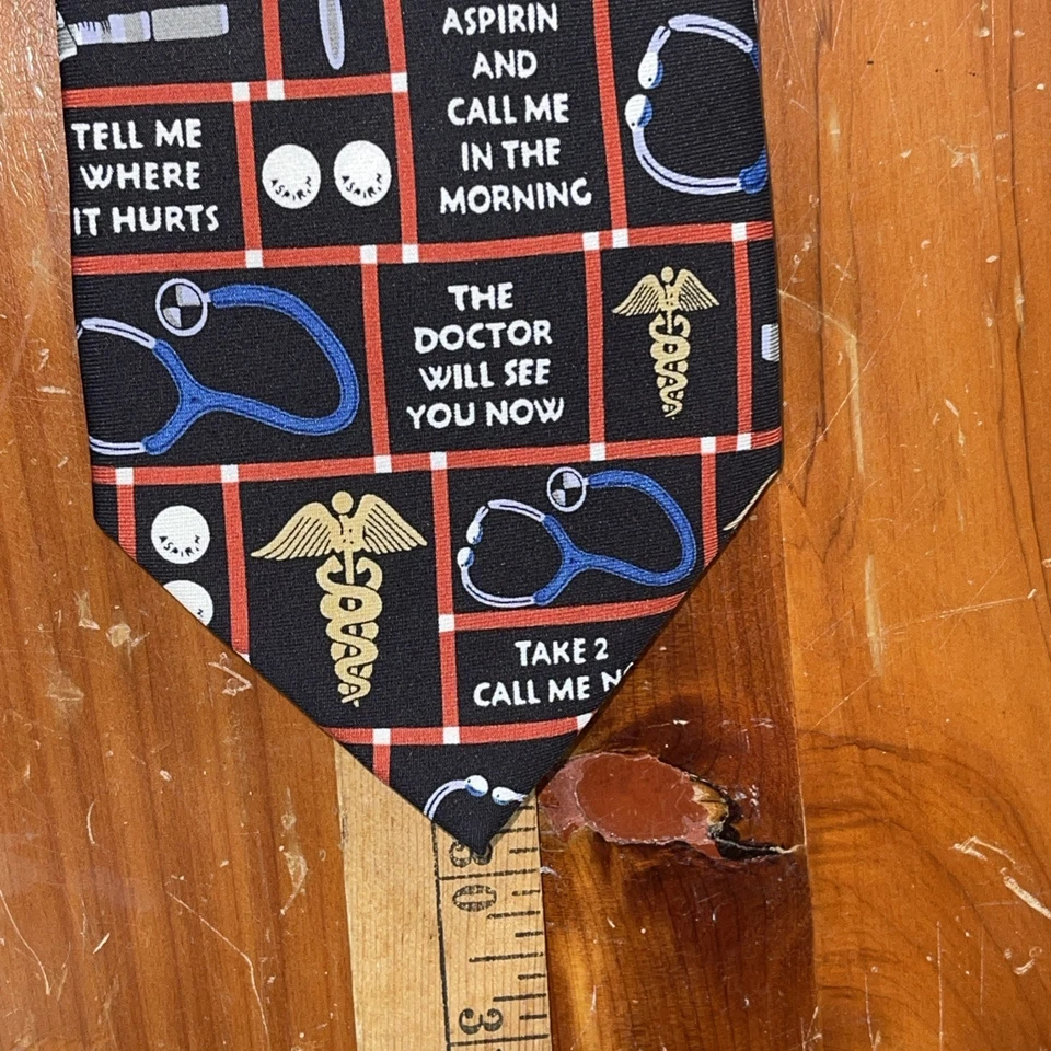 Corbata de museo artefactos para hombre 100 % seda médico herramientas del comercio Foto 4 de 4