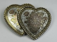 W USA Double Heart Gold, Silver  Rose Toned Ladies Metal Belt Buckle Scratches