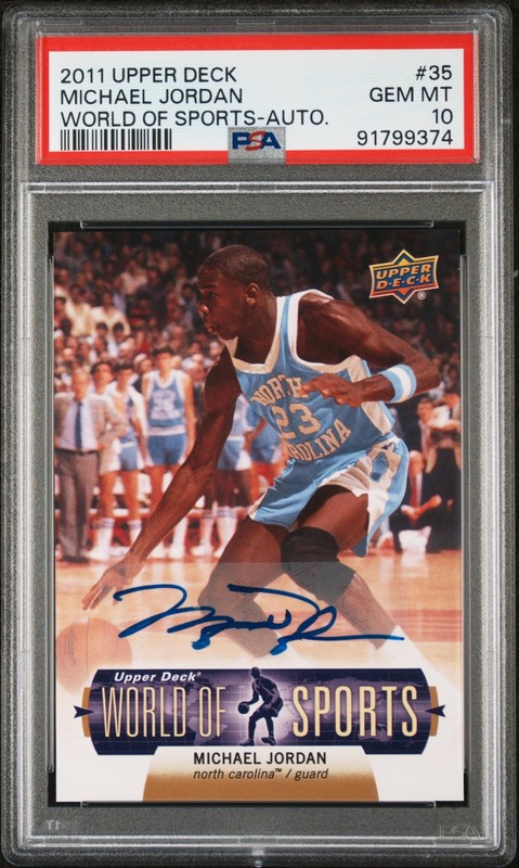 2011 UPPER DECK UD WORLD OF SPORTS AUTO #35 MICHAEL JORDAN Auto PSA 10 POP 2
