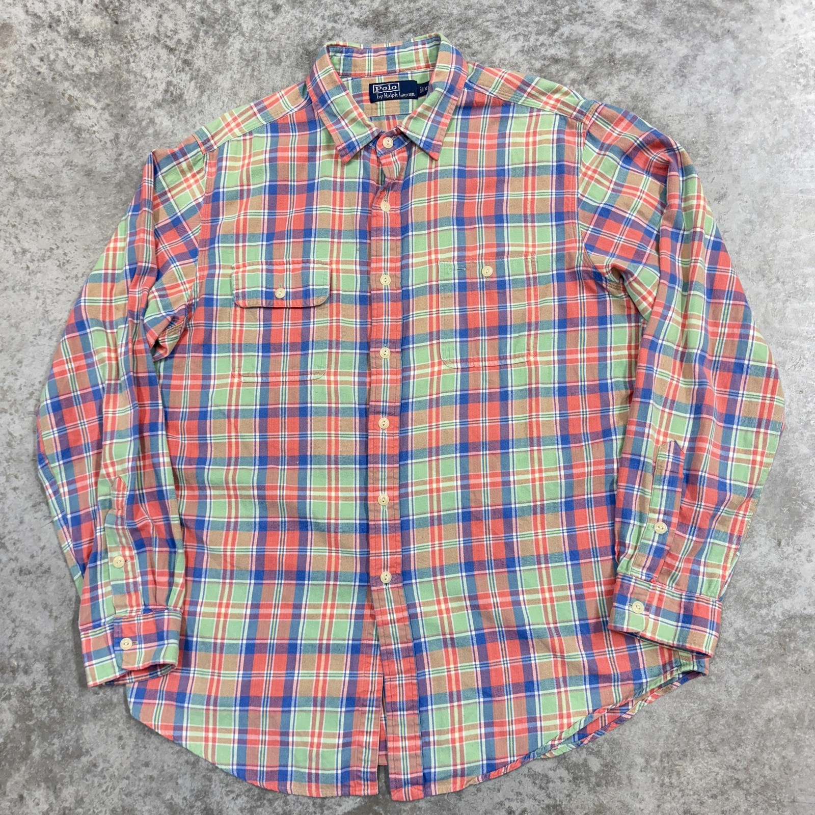 Polo Ralph Lauren Shirt Mens XL Multicolor Plaid Button Down Long Sleeve Casual