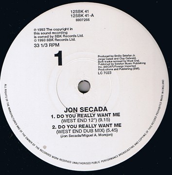 Jon Secada - Do You Really Want Me? (Todd Terry & West End Mixes) (12'', Single)