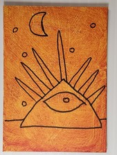 e9Art ACEO Pirámide con Ojo Outsider Art Brut Ingenuo