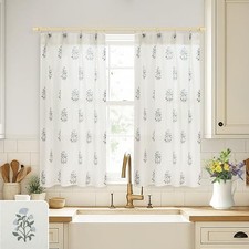 Bathroom Curtains Window,Short Curtain for 24"W x 45"L Pack of 2 Blue Green