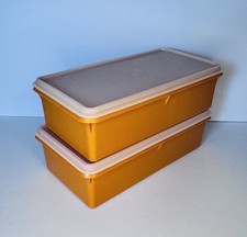 (2) Vintage 70 s Orange Rectangle Storage Con...