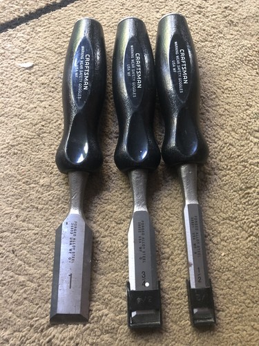 CRAFTSMAN USA NO.9 36857 Forged Steel 3-Piece Wood Chisel Set 1/2 3/4 1 Inch Set
