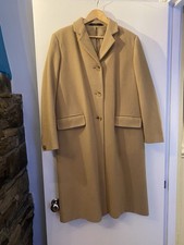 St Michael Womens Wool Camel Colour Trench Coat. Size 12 Vintage 90s Gem