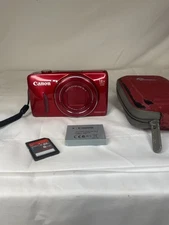 Canon PowerShot SX600 HS Red Digital Camera 16MP 18x Zoom w Battery 8gb SD Case