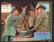 Danger Within Lobby Card-Donald Houston lecturing Dennis Price.