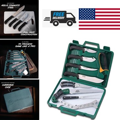 12 Piece Game Processing Kit with Razor Sharp Blades and Accessories