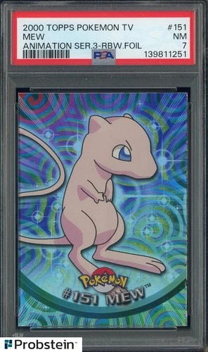 2000 Topps Pokemon TV Animation Series 3 #151 Mew Rainbow Foil PSA 7 NM