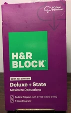 H&R Block 2024 Deluxe & State Tax Software Downloadable Code For Software New 