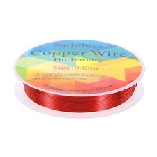 Jewelry Wire 13ft 22 Gauge Brass Craft Jewelry Wrapping Wire, Bright Red