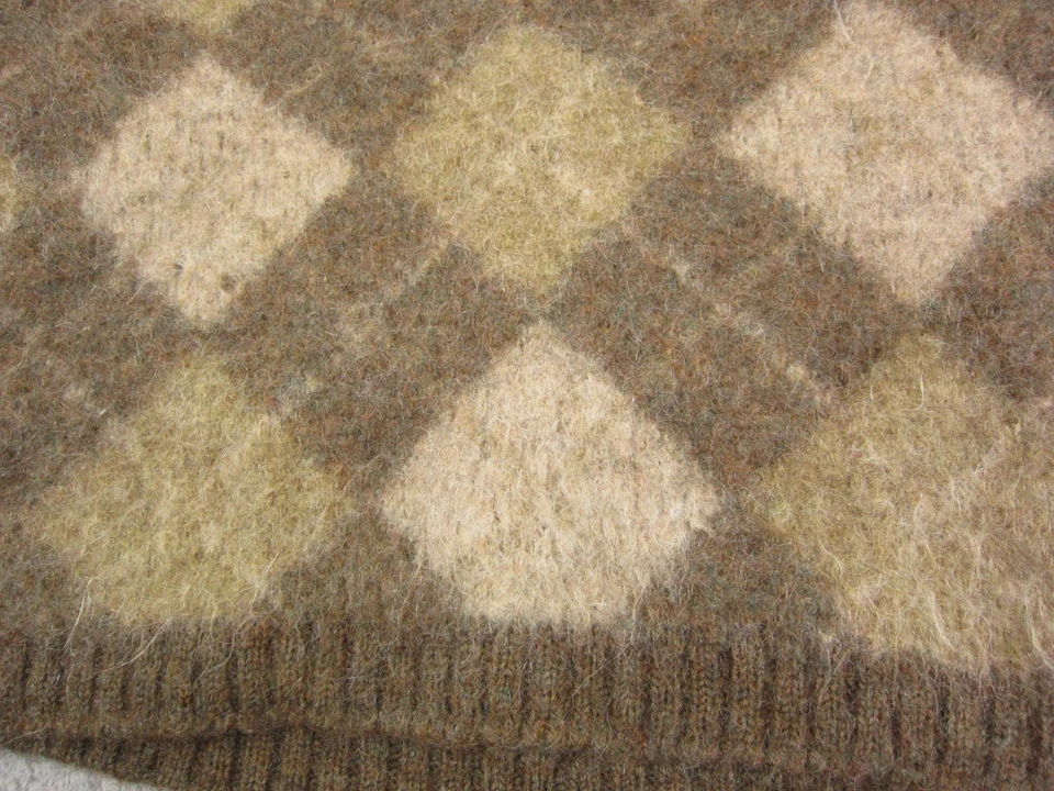 Suéter True Vintage Brentwood Para Hombre Grande (ENCOGIDO) Marrón Argyle Lana Alpaca Años 50 Foto 3 de 4