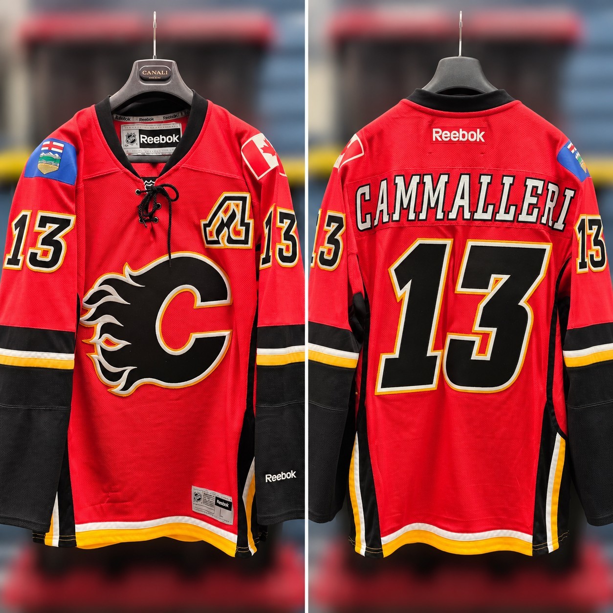 Calgary Flames Mike Cammalleri #13 Reebok NHL Jersey L - Alternate Captain Patch