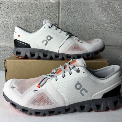 On Cloud X 3 Helion  white/orange/grey running shoes Women's Sz. 10