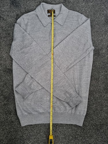 William Hunt Polo Long Sleeve Shirt Mens Medium Grey Luxury Yarn Wool Savile Row - Picture 7 of 10