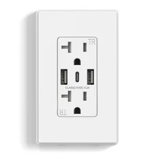 ELEGRP 4.2 Amp Type A + Type C USB Charger Wall Outlet 20 Amp Outlet 4-Pack