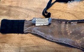 For Love and Lemons Black Lace Underwire Bra Skivvies with Velvet Accents Small