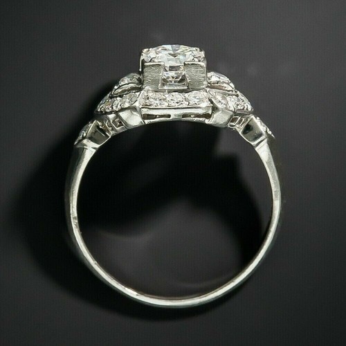 Anillo Antiguo Art Deco Art Deco Redondo Creado en Laboratorio de 2,48 quilates Oro Blanco 14 K Bien - Imagen 3 de 5