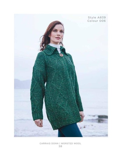 Lange 1-Knopf-Strickjacke Damen 100% Kammgarn Wolle Irland Größe XL - Bild 1 von 4