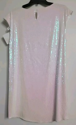 Hayley Paige Dress White Pink Sequin Bachelorette Wedding Day Squad Size S  | eBay