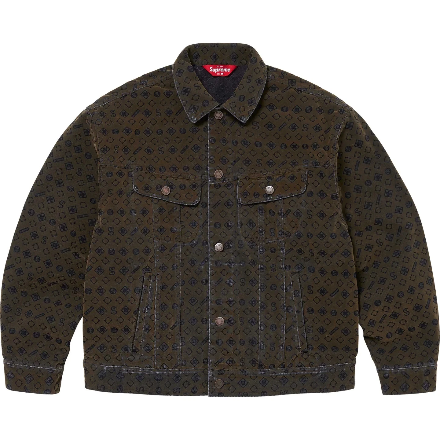 Veste camionneur en denim floqué Supreme noire taille XXL NEUVE *EN MAIN*