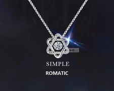 Sterling Silver Jewish Star Dancing CZ Pendant NECKLACE 18" Chain gift Birthday