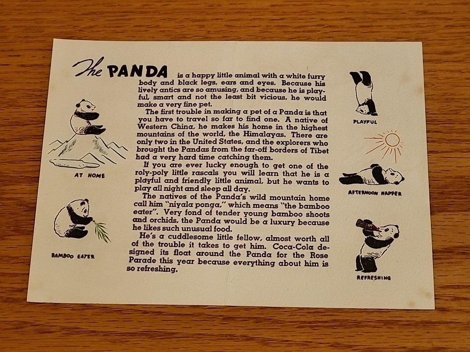 1941 WWII Tournament of Roses Coca Cola Panda Bear Souvenir Booklet ...