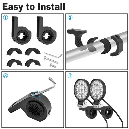 2X LED Light Bar Clamp Mounting Bracket Horizontal 0.75/1/1.25" ROLL BAR OffRoad - Picture 6 of 7
