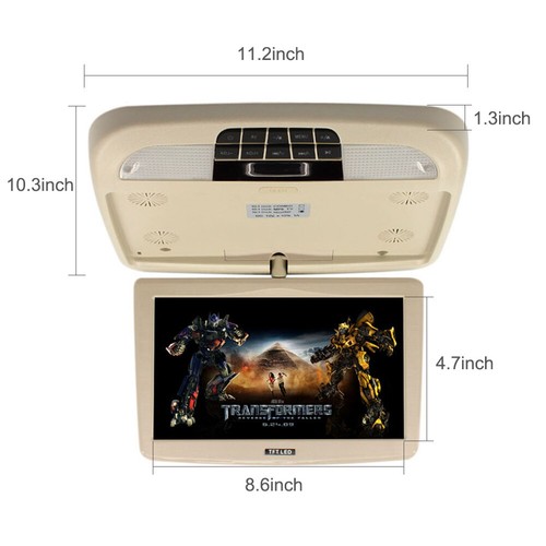 Monitor LCD para automóvil de 10 pulgadas abatible TFT LCD montaje en techo de automóvil monitor superior beige - Imagen 2 de 12