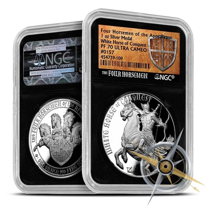 ホワイトホース　エキスポ’70 1oz WHITE HORSE OF CONQUEST Proof NGC PF70 4 Four Horsemen Of The