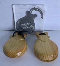 Castanets Wooden Spain Musical Instrument Castanuelas Artesanas Handmade Carved.