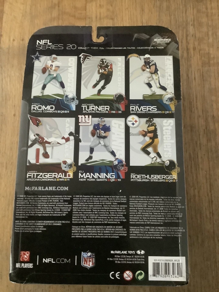 Figura Ben Roethlisberger Pittsburgh Steelers - Camiseta deportiva negra serie 20 de la NFL 2009 Foto 2 de 2