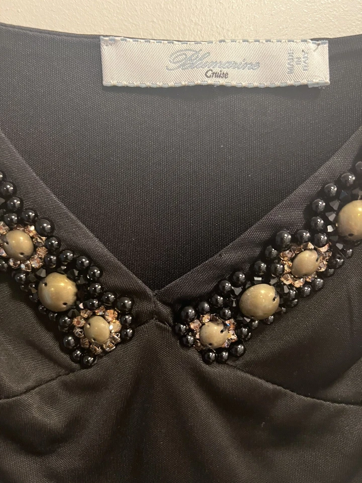 Vestido BLUMARINE CRUISE ITALY Pequeño Negro Giro Sin Mangas Talla S M Y2K Años 90 Foto 2 de 4