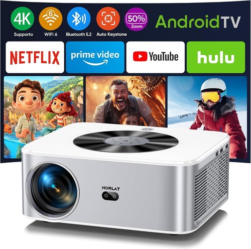 Projecteur 4K Support 6G Wifi Bluetooth 28000 Lumen Zoom Numérique App Intégrées