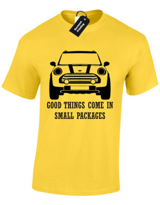 MINI - GOOD THINGS COME SMALL PACKAGES HERREN T-SHIRT LUSTIG BEDRUCKT AUTODESIGN
