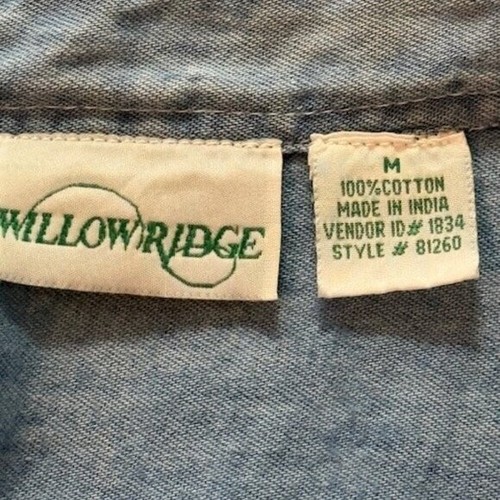 Damen Vintage Retro Willow Ridge Jeanshemd bestickt Blumen Knopfleiste M - Bild 3 von 8