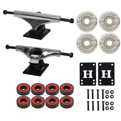 Core Hollow Skateboard Trucks, 52mm Spitfire Wheels, Abec 5 Bearings Kit Package