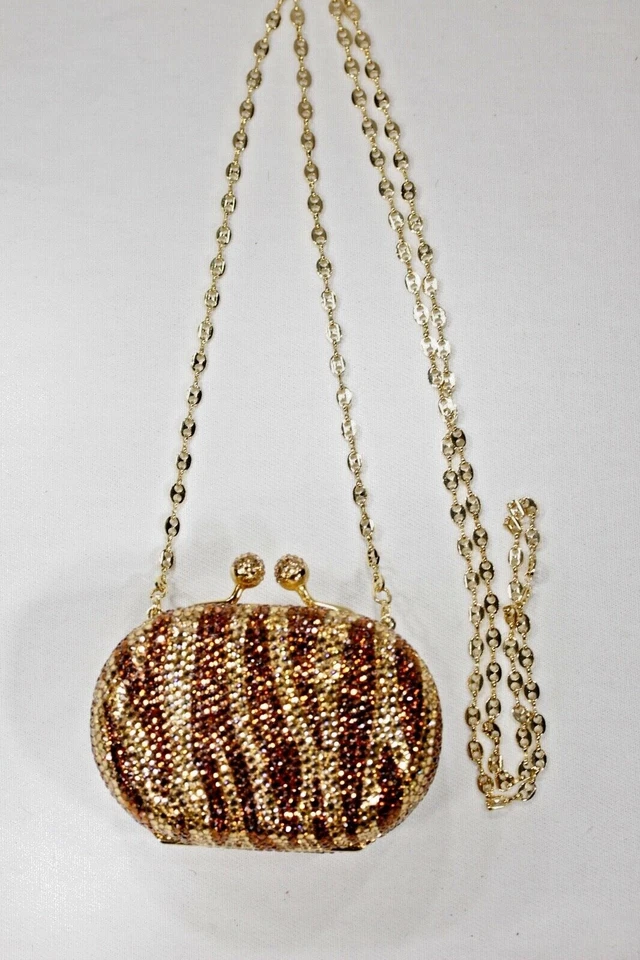 TOTALMENTE Cristalizado Bolso de Noche Cartera Bolso sin asas Estampado Animal con Cristales de Swarovski Foto 2 de 4