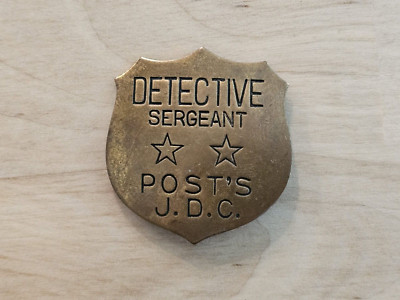 OBSOLETE VINTAGE COPPER DETECTIVE SERGEANT POST'S J.D.C. PIN BADGE