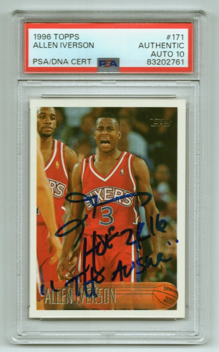 その他 Allen Iverson rc auto topps Allen Iverson Signed 1996-97 Topps RC 171 Philadelphia 76ers Auto