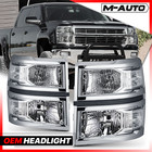 Pair Left+Right Clear Chrome Headlight for 2014-2015 Chevrolet Silverado 1500