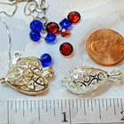 + Blue Red Stones Heart Teardrop 925 Silver Necklace Interchangeable 2 Lockets