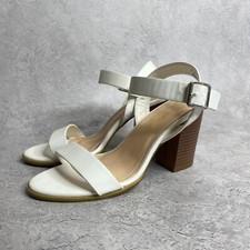 Anne Michelle Ladies White Block Heeled Open Toe Sandals (UK 6 / EU 39)
