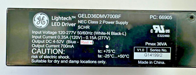 GE 66905-GELD36DMV700BF  36W  Output 120-277v Constant Current LED Driver