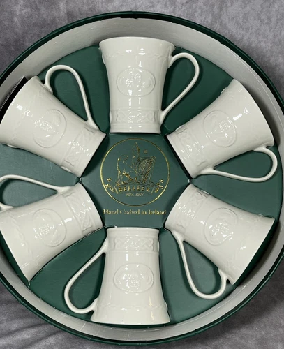 Belleek Mugs Set Of 6 With Box Made In Ireland 4”